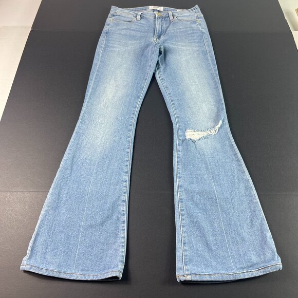 Frame Jeans Women's 26x28* Le High Rise Flare Crop Blue Distressed Denim Tag 24 - Picture 1 of 16